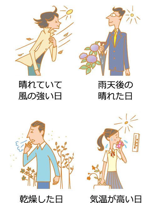 img_アレルギー性鼻炎の症状が起きやすい日のイメージ図