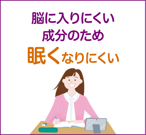 脳に入りにくいため眠くなりにくい